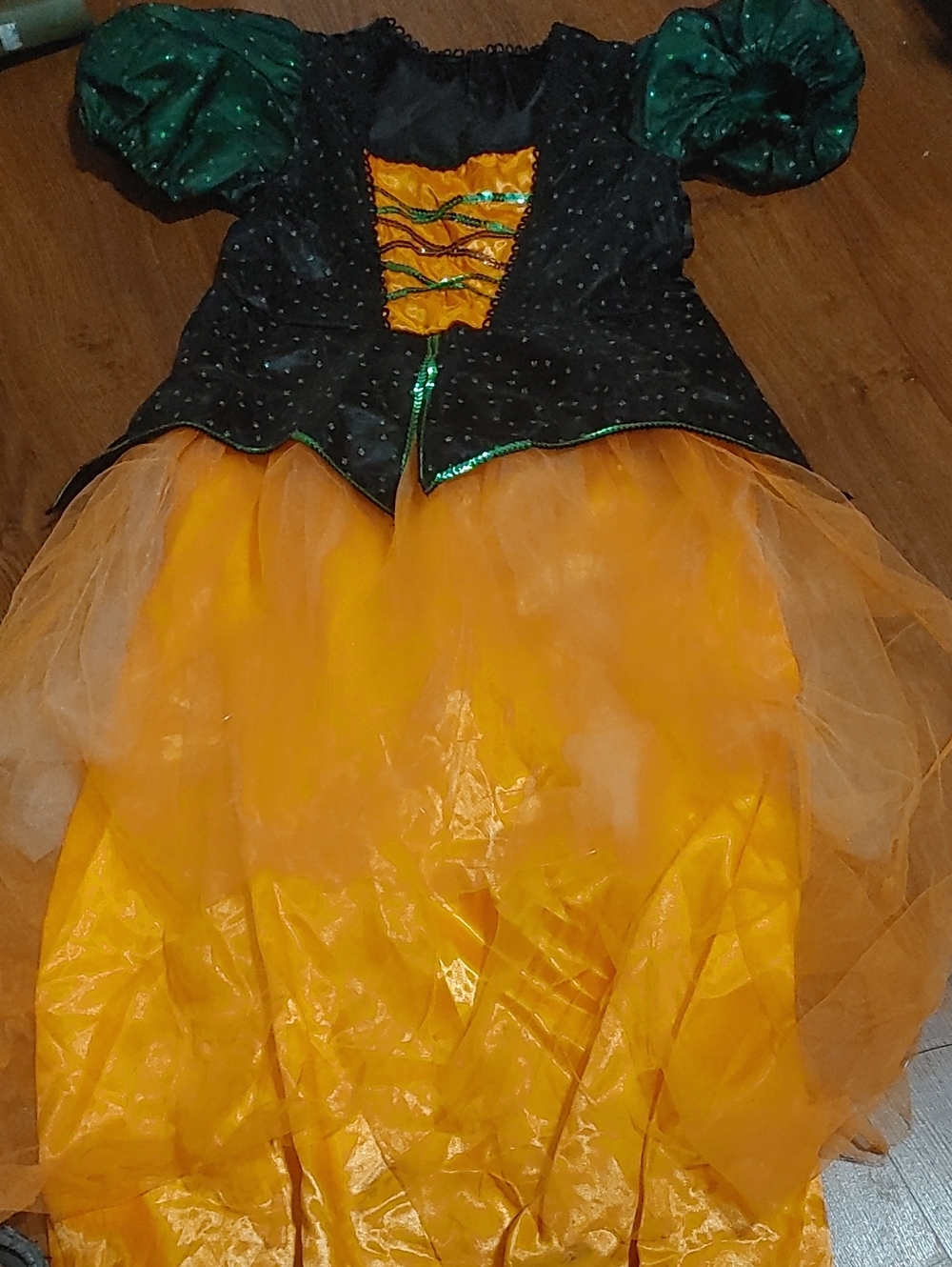 ✅$5 Add On Kids Halloween Pumpkin Dress Costume - Orange & Green